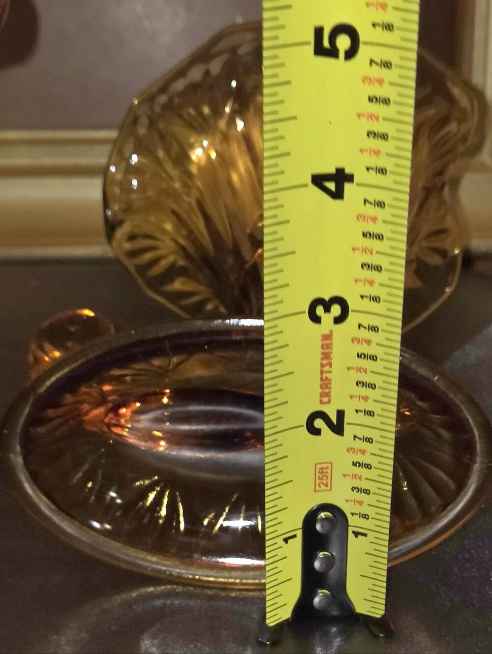 Set of Fenton Amber Glass Cornucopia Candleholders w Ruffled Rims & Fluted Base